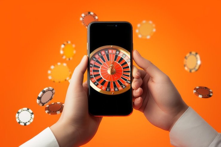Pot yang terakumulasi di tengah meja dengan chip dari berbagai pemain